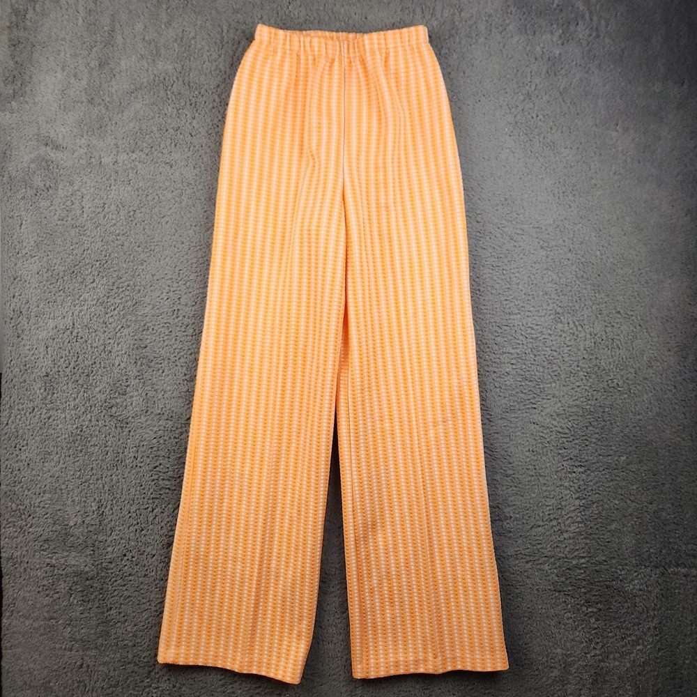 Vtg Womens 60s Sears Pants That Fit Flared Bell Bottom Small (10) Orange Gingham